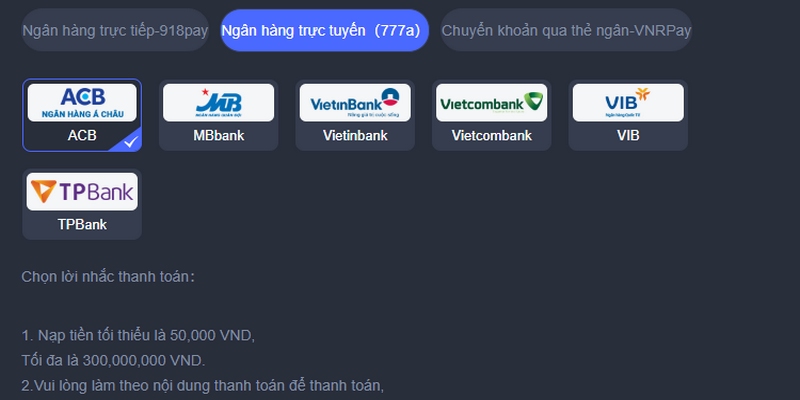 Nếu chọn gửi tiền qua ngân hàng, hãy bấm lựa số tài khoản ngân hàng phù hợp