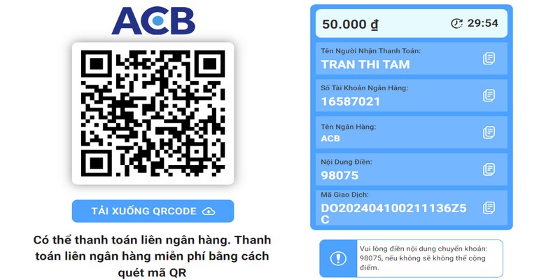 s66 hỗ trợ nạp tiền bằng mã QR để giúp người chơi tiện lợi hơn