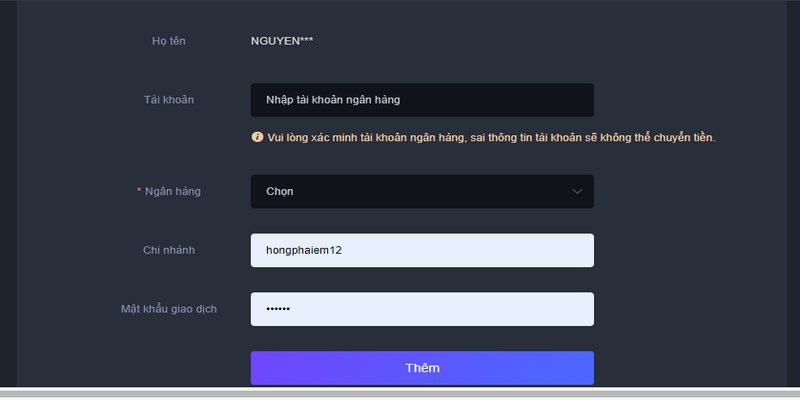 Nhập thông tin số tài khoản và số tiền cần rút ở s66